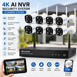 4K AI NVR Security System (8 Cameras)
